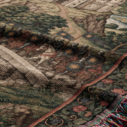 CalmNestStyle Knights Marching to the Castle Kingdom Scene Templar Woven Blanket jacquard woven blanket
