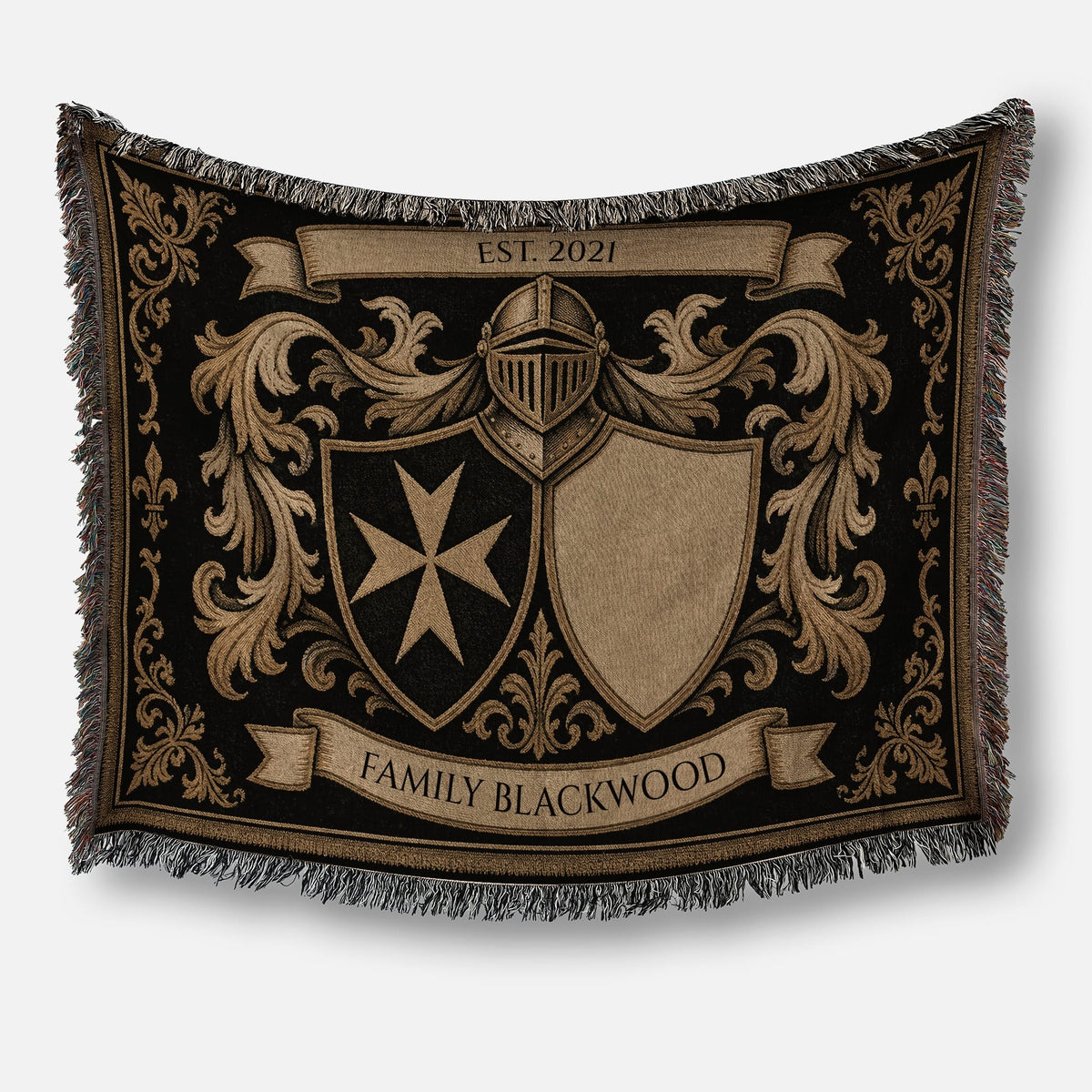 MyDesigns Maltese Cross Woven Blanket I Name & Est. Date jacquard woven blanket