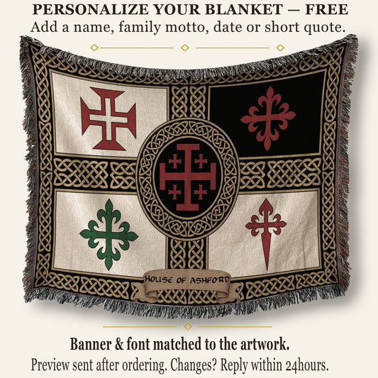 MyDesigns Medieval Blanket β Order of Christ, Calatrava, Alcantara & Santiago Woven Throw jacquard woven blanket