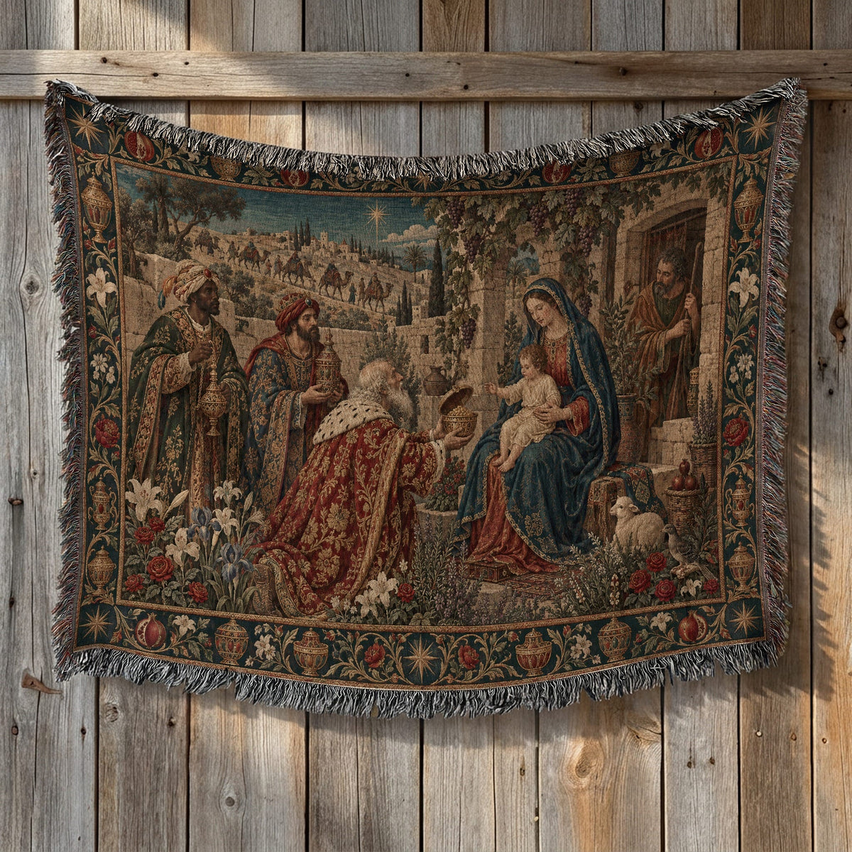 CalmNestStyle The Three Kings jacquard woven blanket