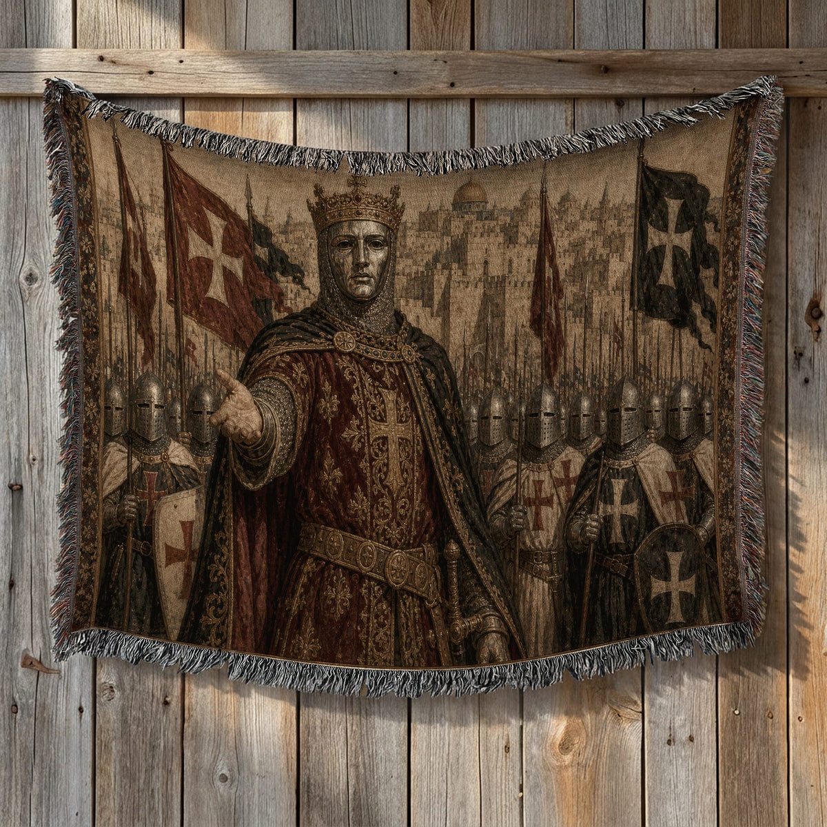CalmNestStyle Baldwin IV with Templars and Hospitallers jacquard woven blanket