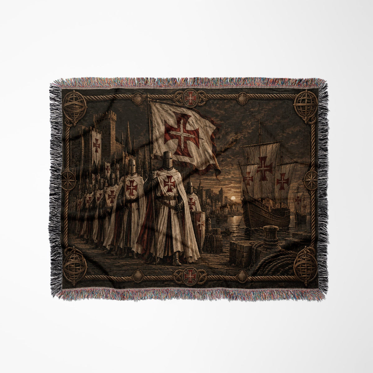 MyDesigns Order of Christ – The Caravel at the Quay jacquard woven blanket