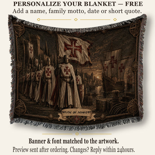 MyDesigns Order of Christ – The Caravel at the Quay jacquard woven blanket