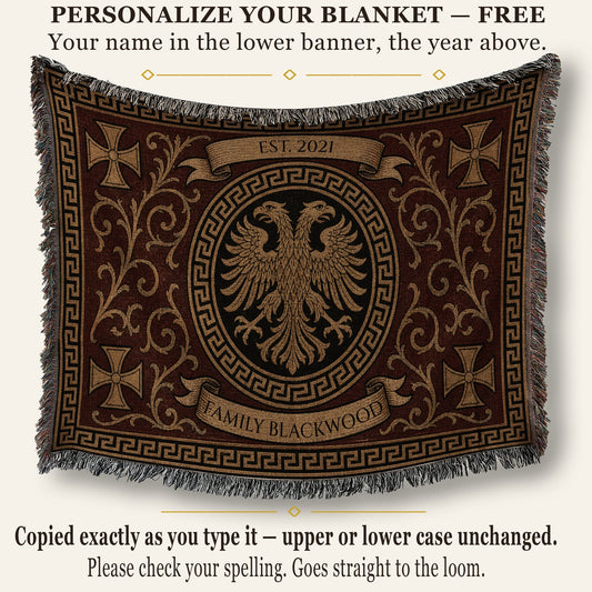 MyDesigns Eagle Medallion Woven Blanket I Name & Est. Date jacquard woven blanket