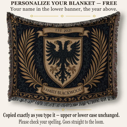 MyDesigns Eagle Shield Woven Blanket I Name & Est. Date jacquard woven blanket