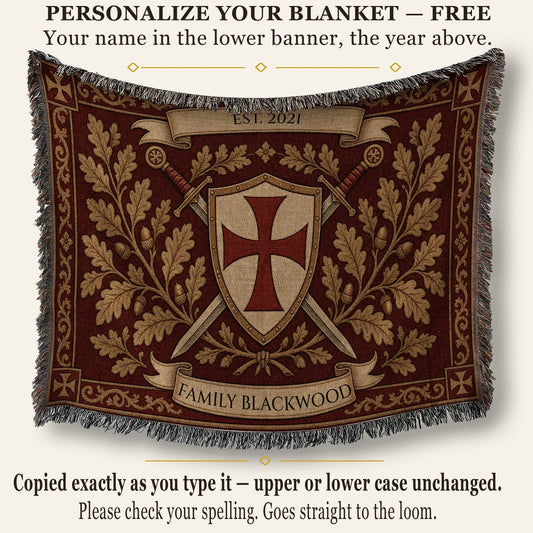 MyDesigns Templar Swords Woven Blanket I Name & Est. Date jacquard woven blanket