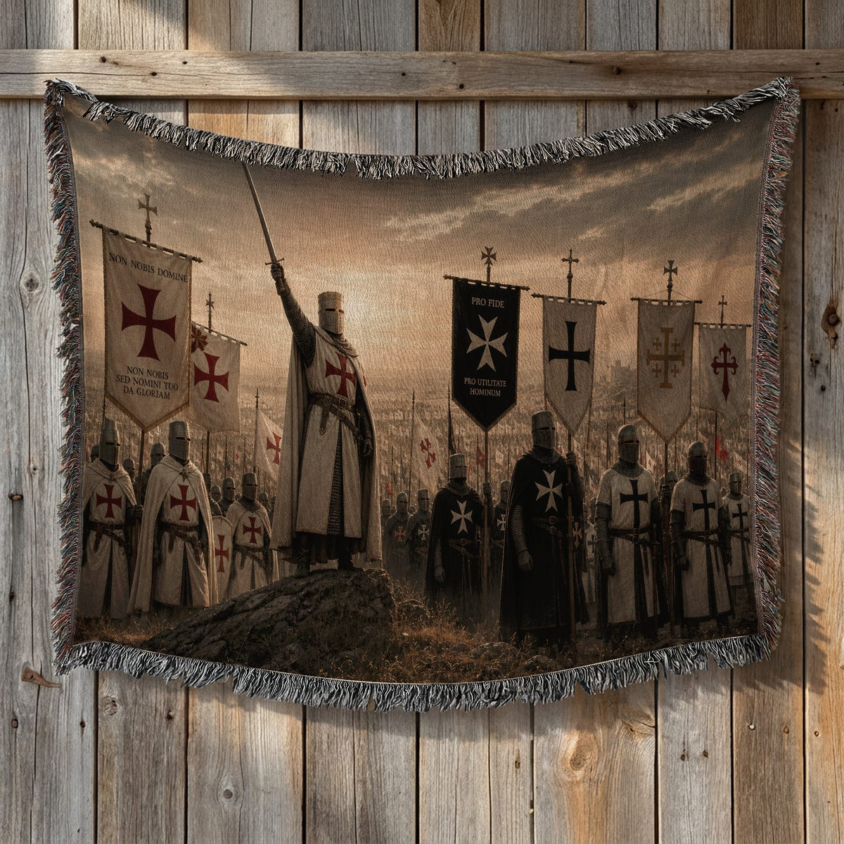 CalmNestStyle Non Nobis Domine Templar Knights jacquard woven blanket