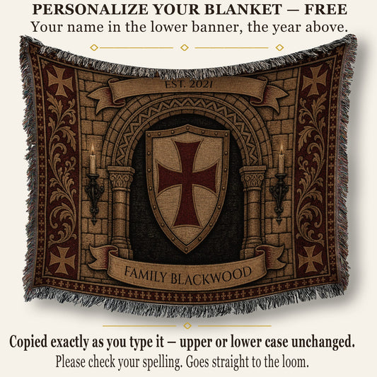 MyDesigns Templar Chapel Woven Blanket I Name & Est. Date jacquard woven blanket