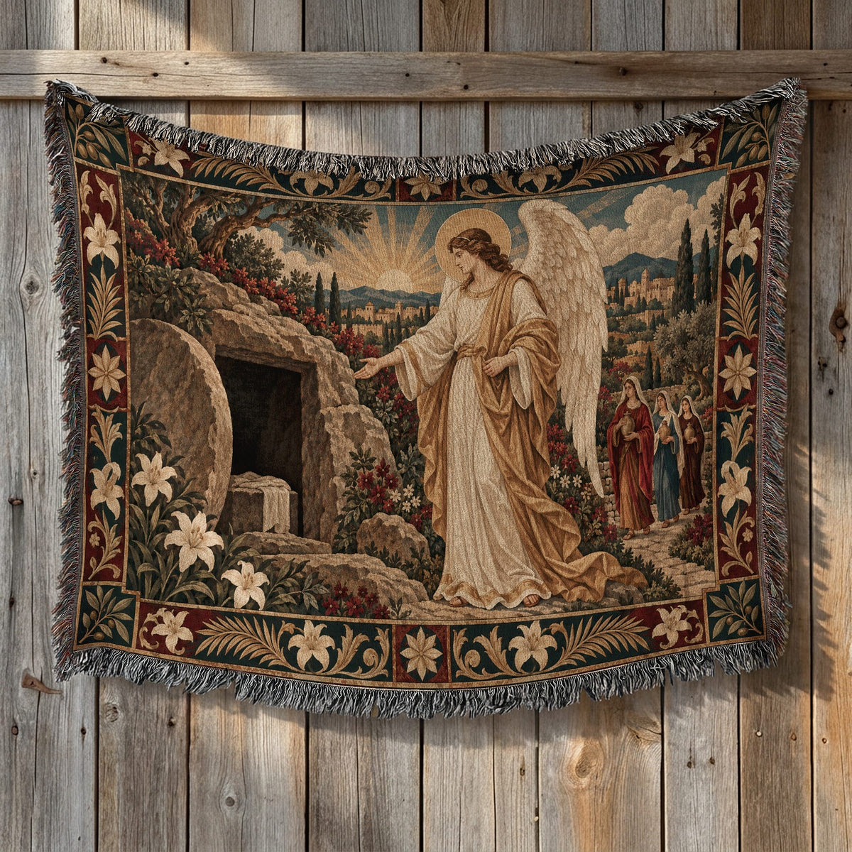 CalmNestStyle Angel at the Empty Tomb jacquard woven blanket