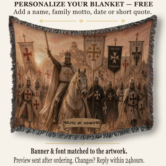 CalmNestStyle Deus Lo Vult The Crusader Host jacquard woven blanket