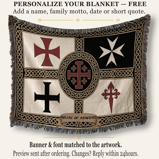 MyDesigns Medieval Tapestry Blanket β Order of Santiago & Crusader Orders Woven Throw jacquard woven blanket
