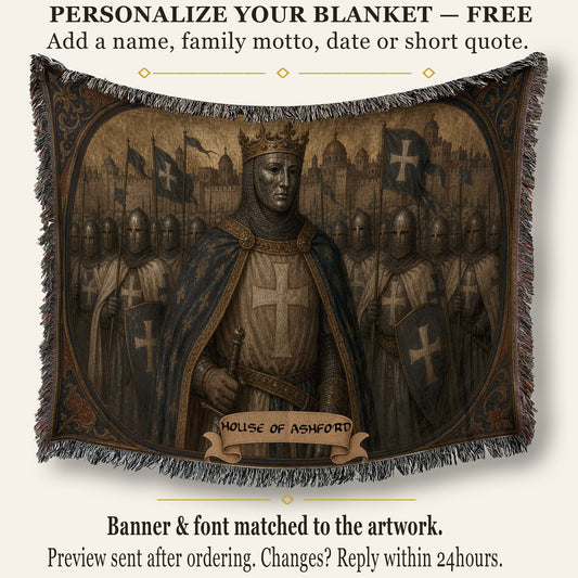 CalmNestStyle Baldwin IV The Crowned King jacquard woven blanket