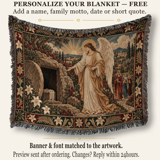 CalmNestStyle Angel at the Empty Tomb jacquard woven blanket
