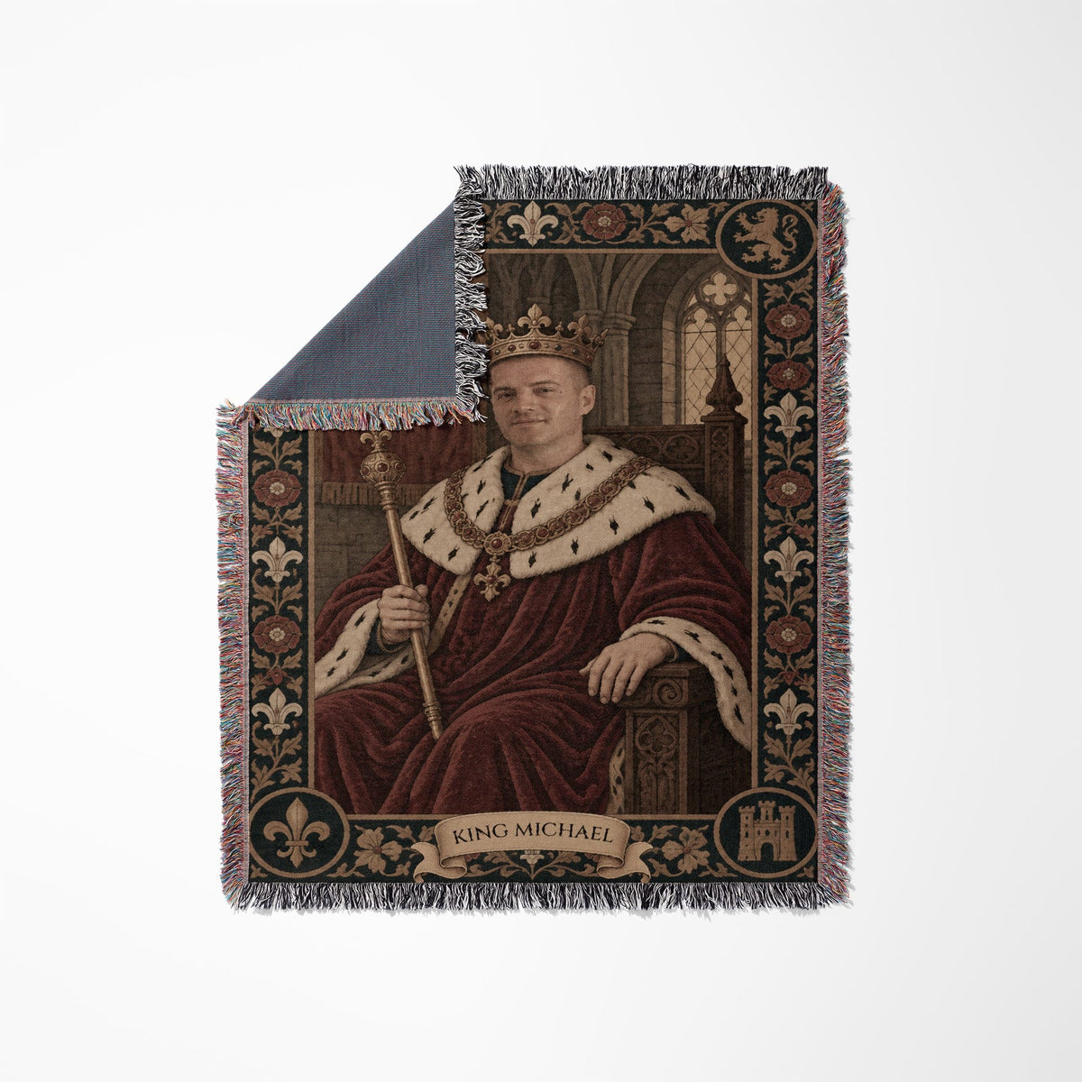 MyDesigns The Crowned King I Your Portrait, Woven jacquard woven blanket
