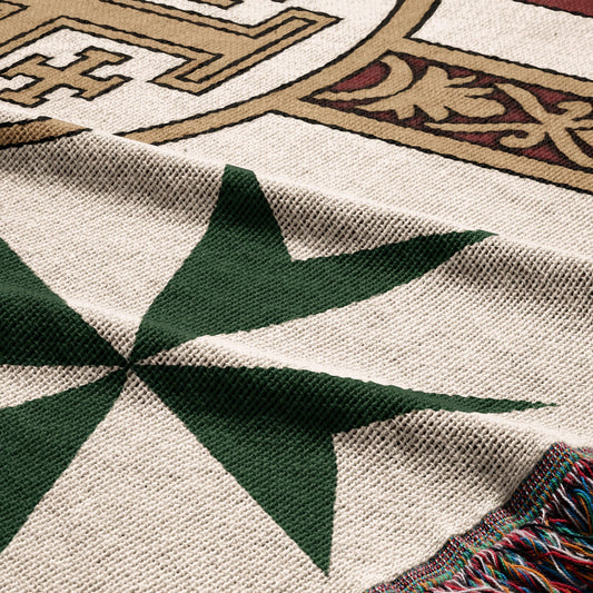CalmNestStyle Crusader Orders and Jerusalem Cross Woven Blanket jacquard woven blanket