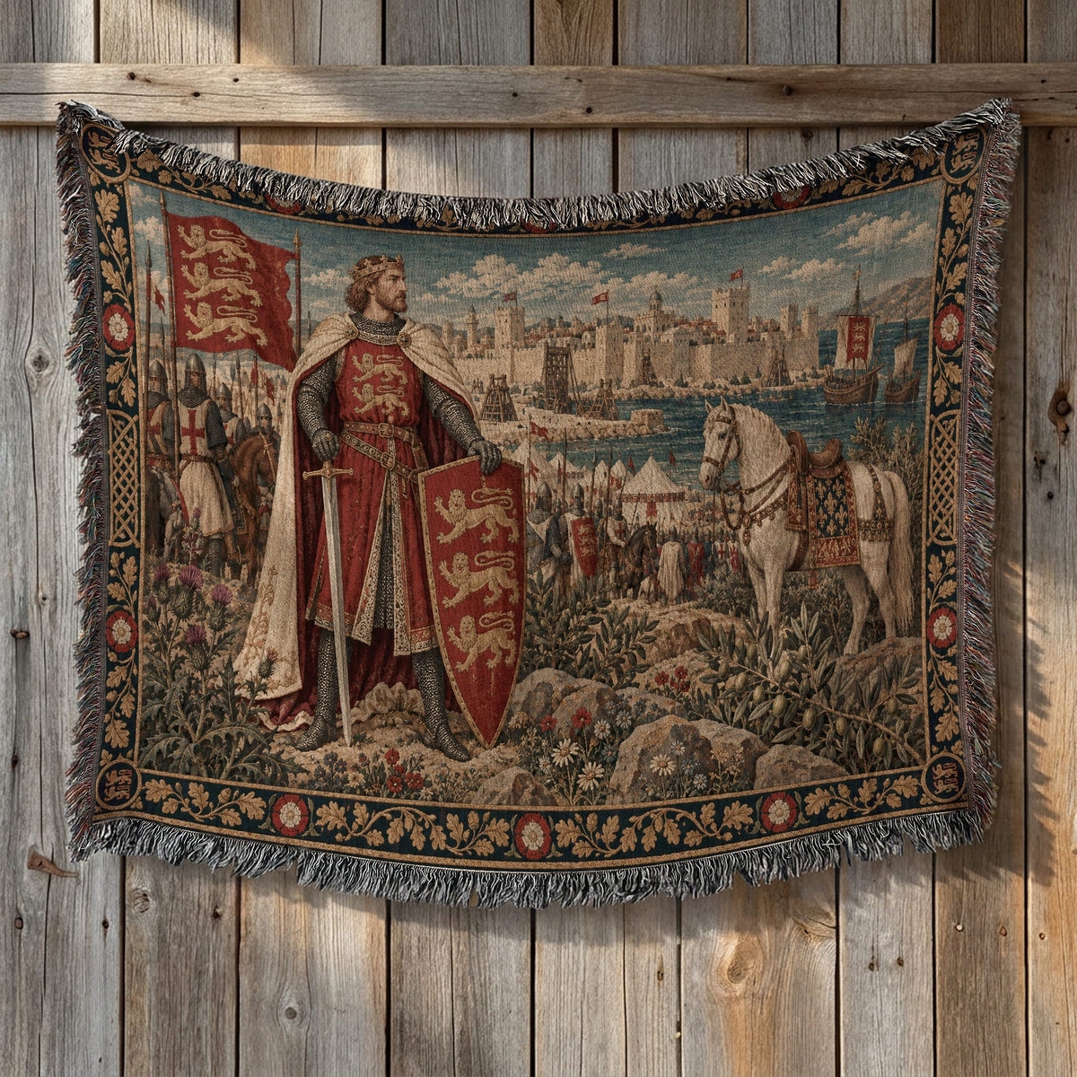 CalmNestStyle Richard the Lionheart Crusader King jacquard woven blanket