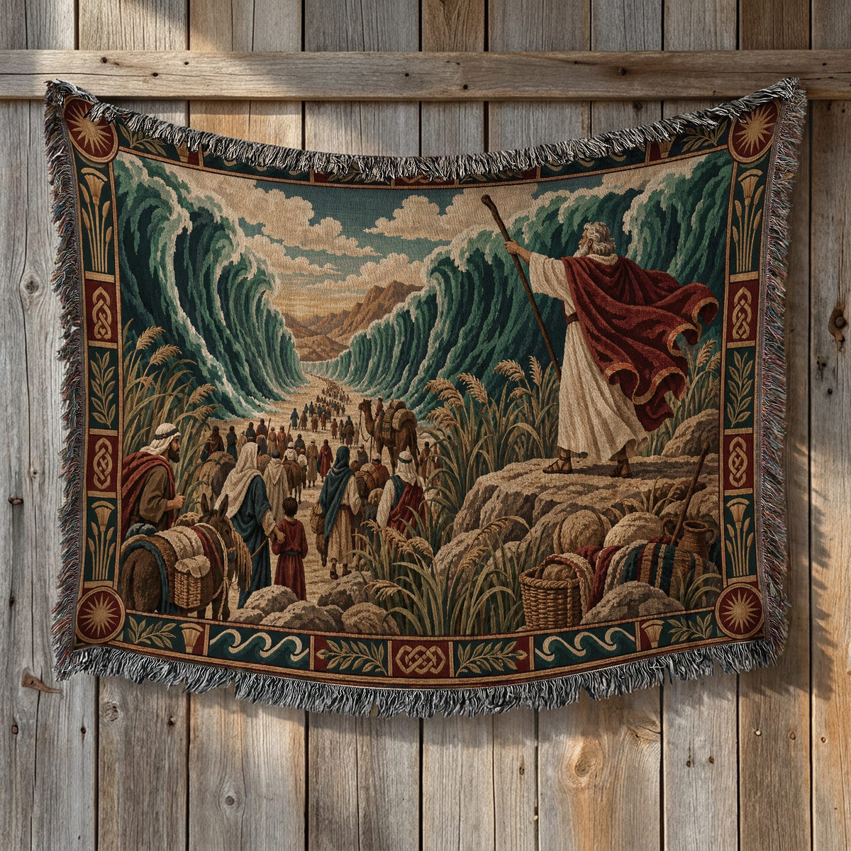CalmNestStyle Moses Parting the Red Sea jacquard woven blanket