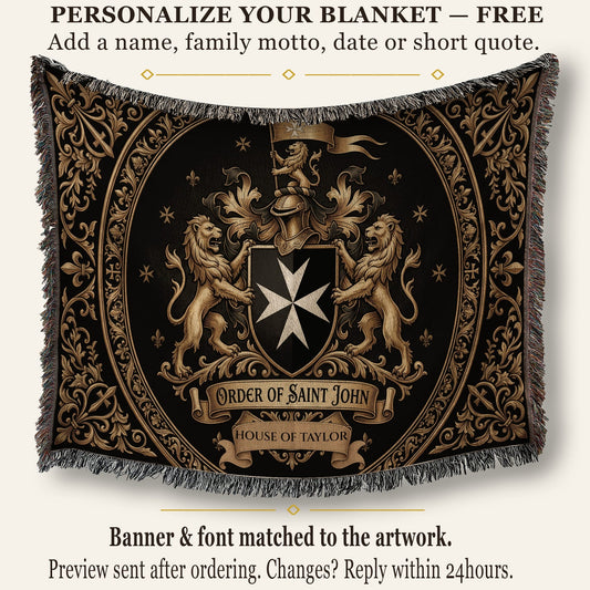 CalmNestStyle Order of Saint John Hospitallers Round Medallion Crest Woven Blanket jacquard woven blanket