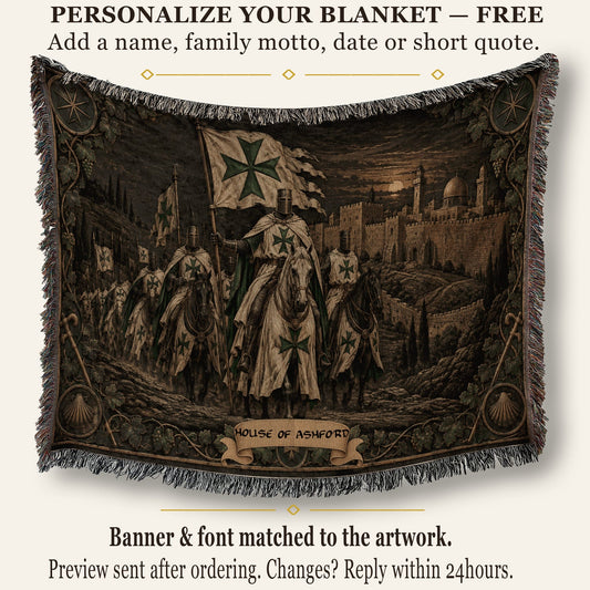 MyDesigns Saint Lazarus Host – Green Maltese Crosses at Dusk jacquard woven blanket