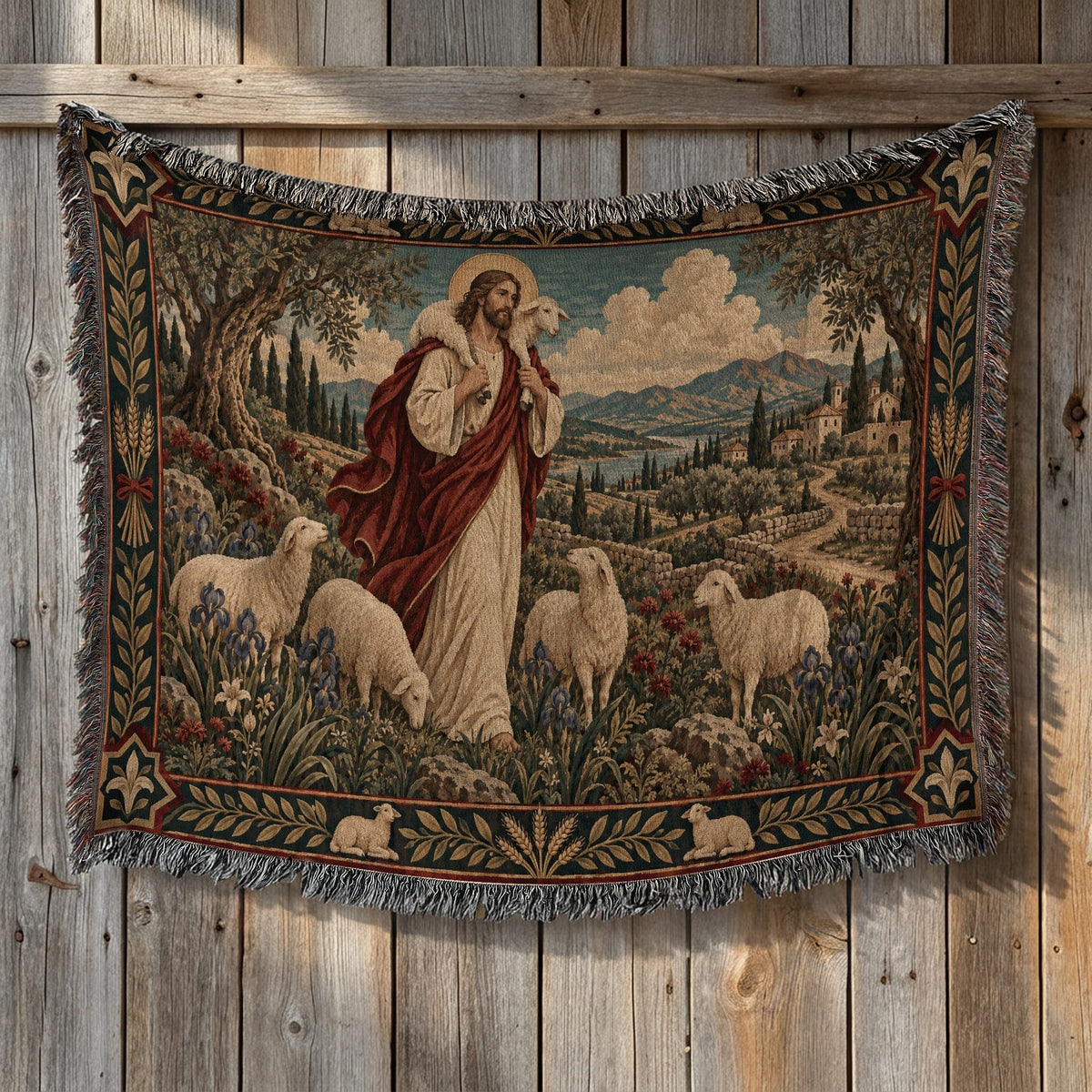 CalmNestStyle The Good Shepherd jacquard woven blanket