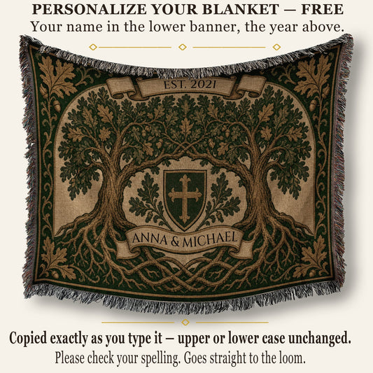 MyDesigns Family Tree Woven Blanket I Name & Est. Date jacquard woven blanket