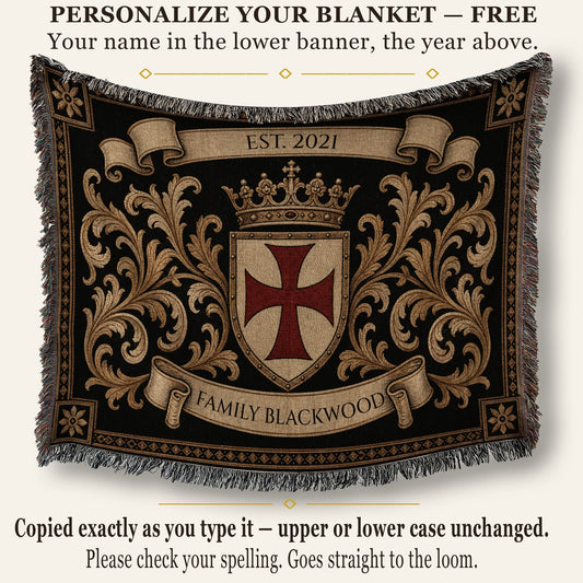 MyDesigns Templar Crown Woven Blanket I Name & Est. Date jacquard woven blanket