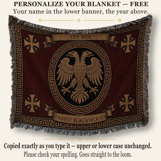 MyDesigns Byzantine Eagle Woven Blanket I Name & Est. Date jacquard woven blanket