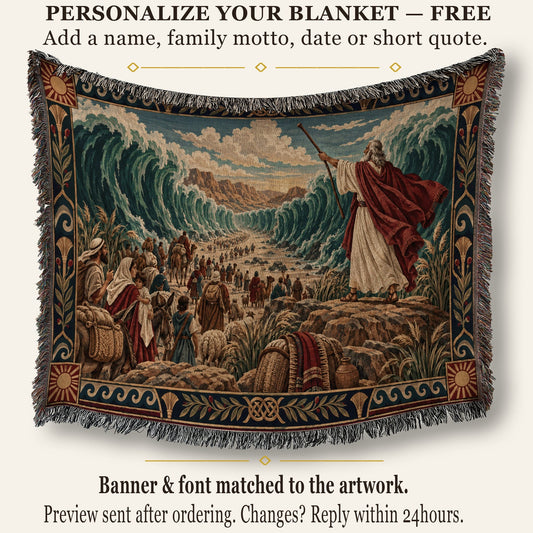 CalmNestStyle Moses and the Exodus Crossing jacquard woven blanket