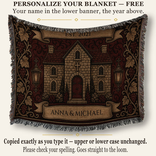MyDesigns Laurel Crest Woven Blanket I Name & Est. Date jacquard woven blanket