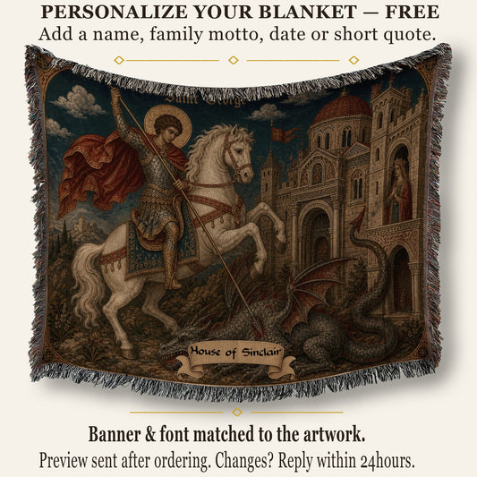 CalmNestStyle Saint George The Arched Icon jacquard woven blanket