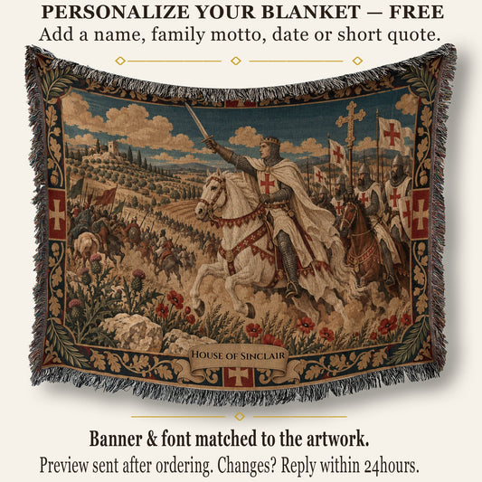 CalmNestStyle Baldwin IV Leading the Charge jacquard woven blanket