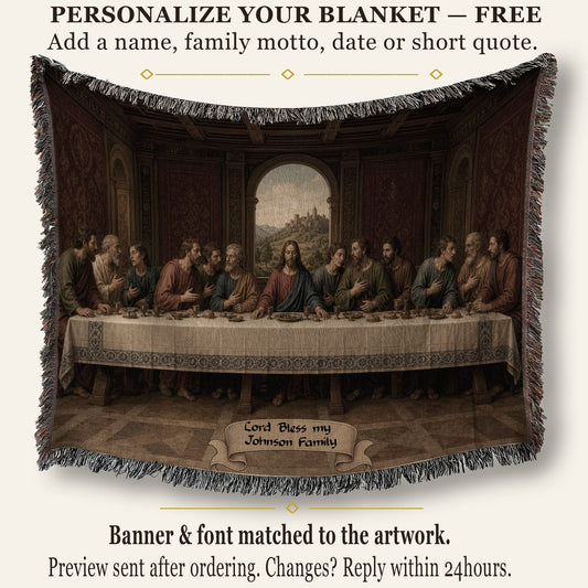 MyDesigns Catholic Last Supper Woven Throw – Renaissance Window Scene, Jacquard Cotton Blanket jacquard woven blanket
