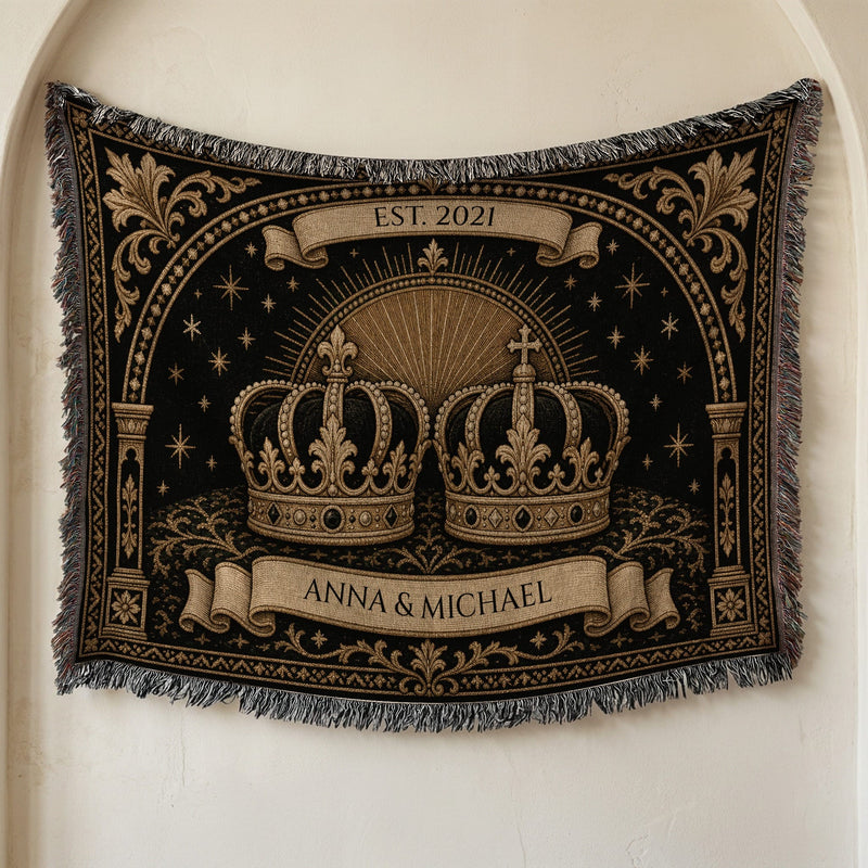Personalized wedding and anniversary woven blankets