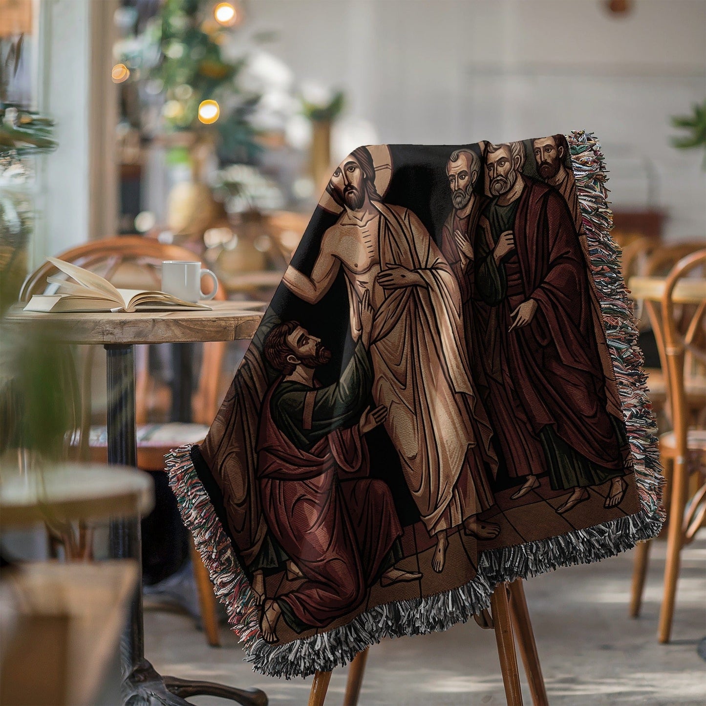 Biblical Scene Woven Throw Blanket for Home Decor