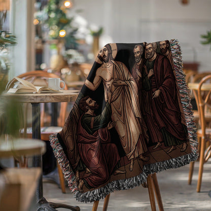 Biblical Scene Woven Throw Blanket for Home Decor