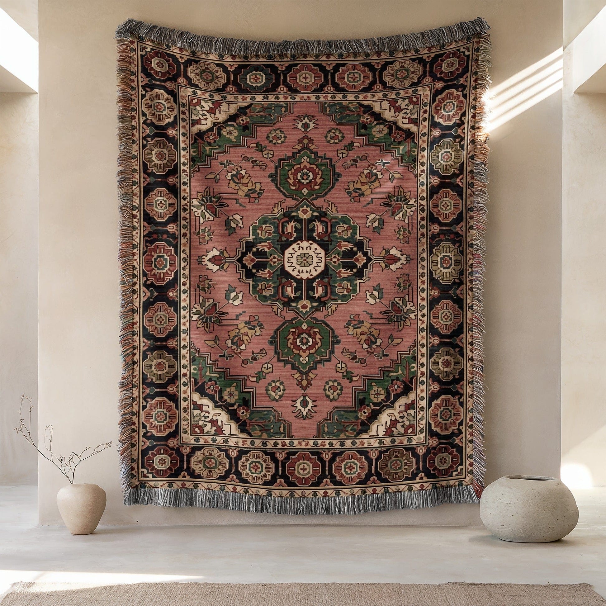 Beautiful Intricate Oriental Design Wall Hanging Rug