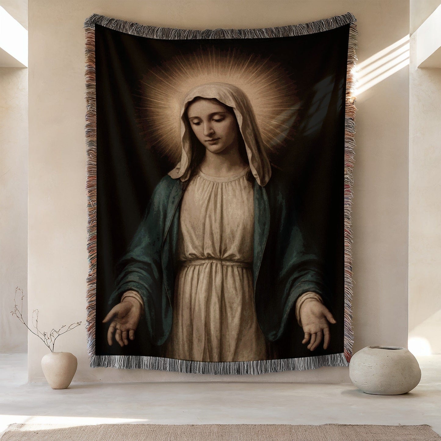 Holy Virgin Mary Wall Tapestry Inspiring Devotional Artwork