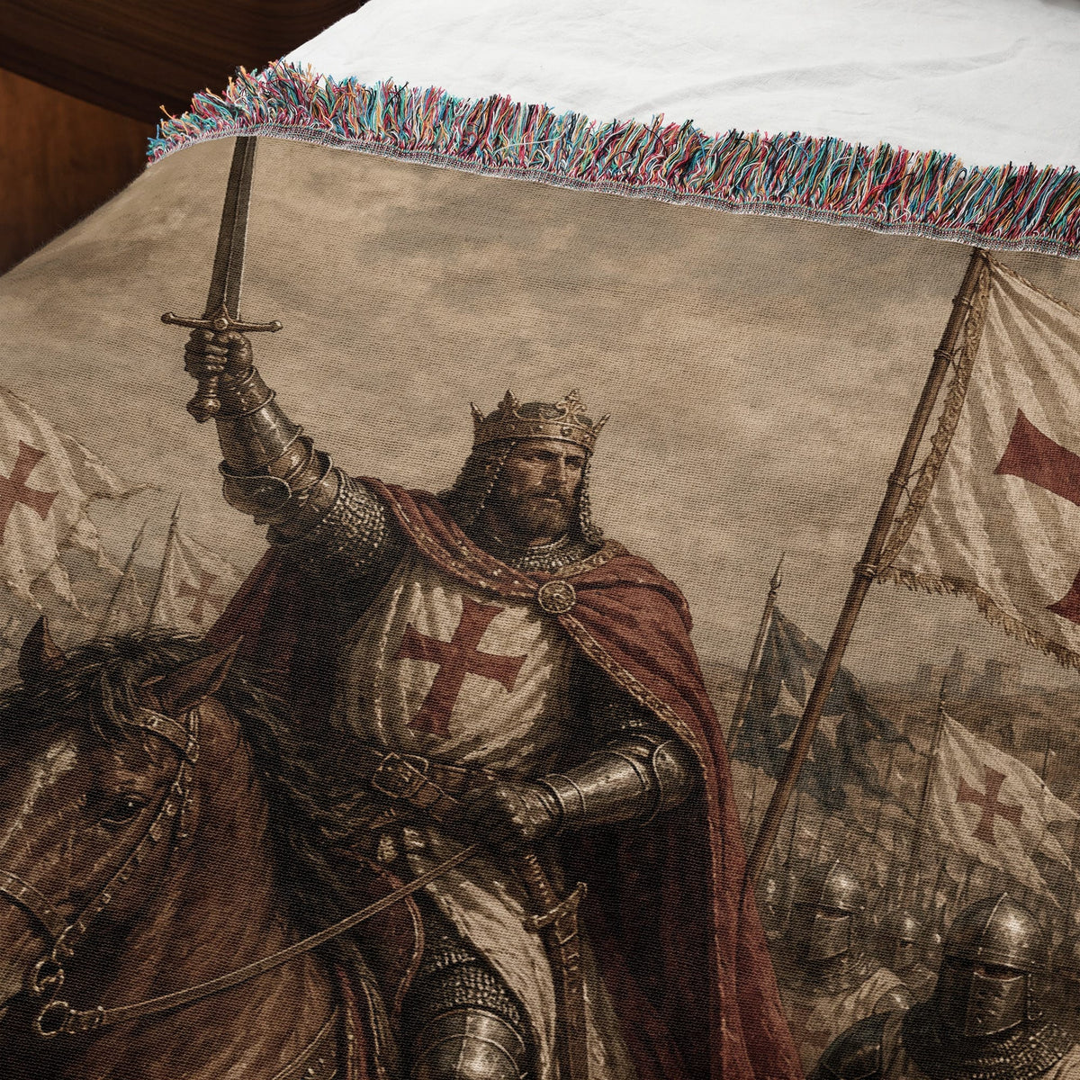 MyDesigns Medieval Knight Tapestry Blanket – Crusader King Charge Woven Throw jacquard woven blanket
