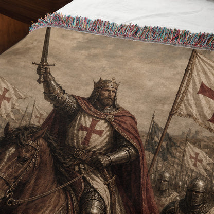 MyDesigns Medieval Knight Tapestry Blanket – Crusader King Charge Woven Throw jacquard woven blanket