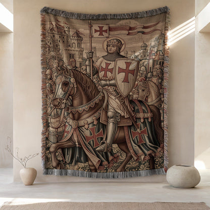 Medieval Knight Crusader Tapestry Blanket for Home Decor