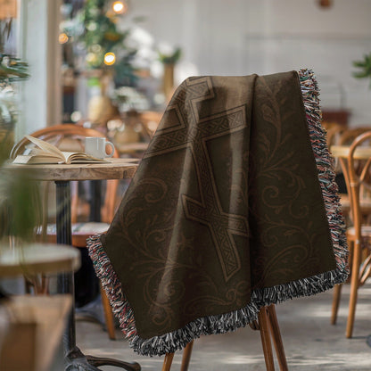 Cozy Woven Blanket with Intricate Cross Design
