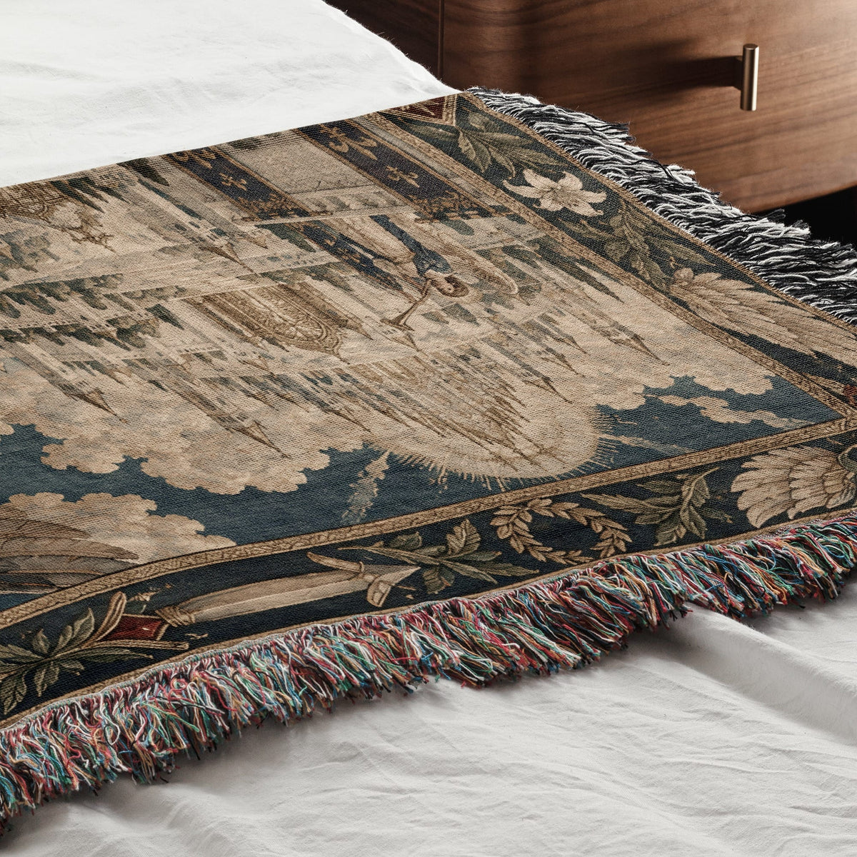 CalmNestStyle Saint Michael and the Dragon jacquard woven blanket