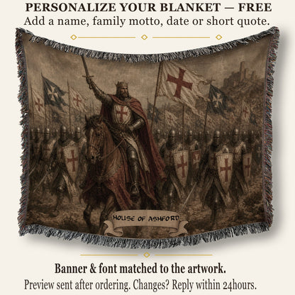 MyDesigns Medieval Knight Tapestry Blanket – Crusader King Charge Woven Throw jacquard woven blanket