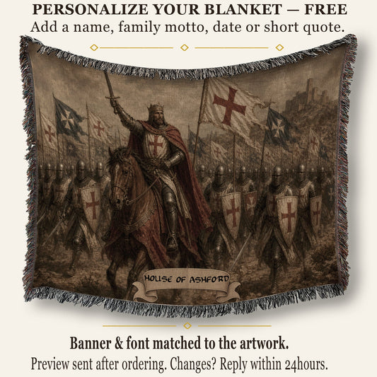 MyDesigns Medieval Knight Tapestry Blanket – Crusader King Charge Woven Throw jacquard woven blanket