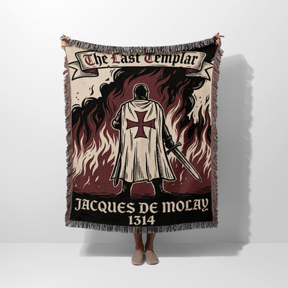 Tapestry with The Last Templar and Jacques de Molay 1314 text.