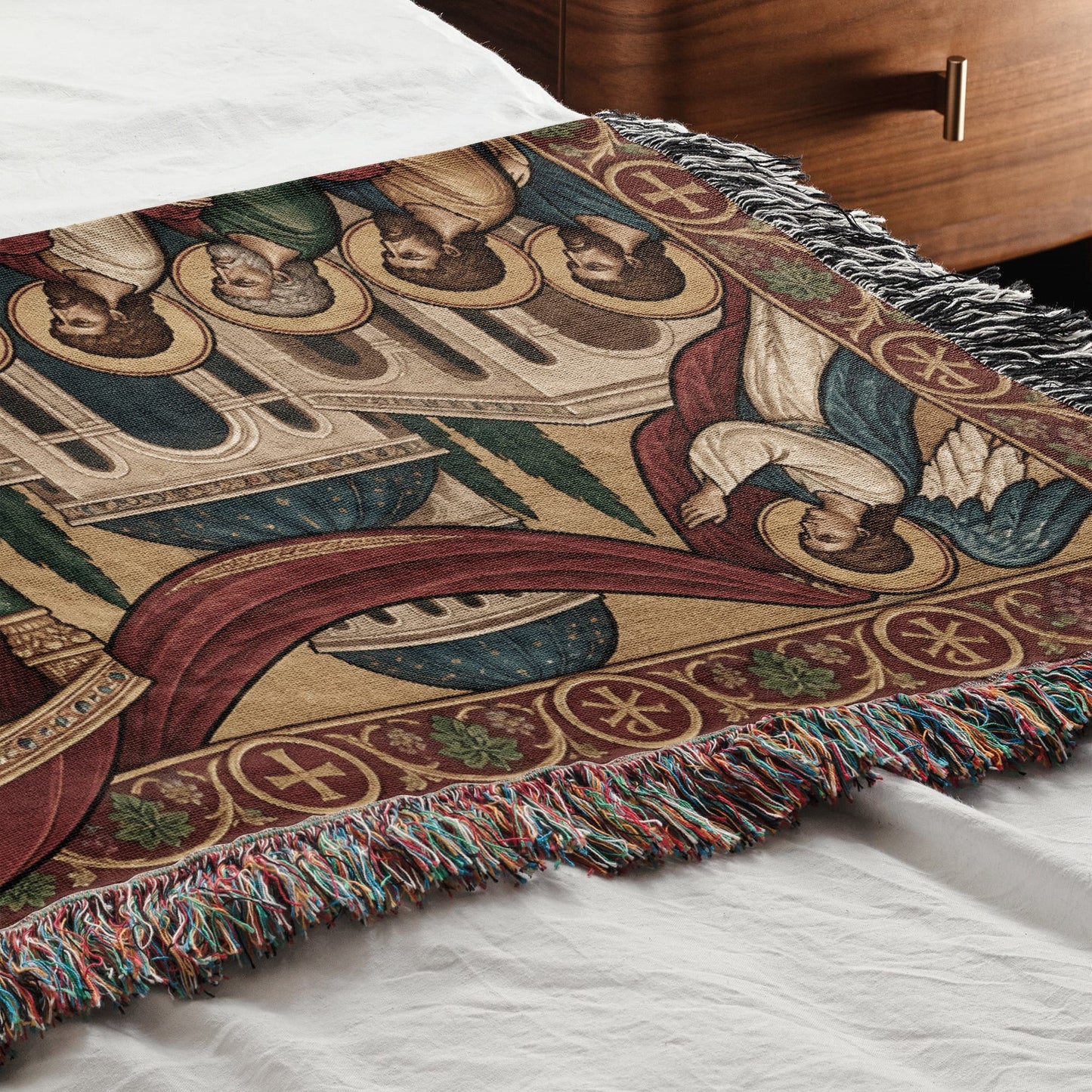 MyDesigns Personalized Orthodox Communion Tapestry - Byzantine Angels jacquard woven blanket