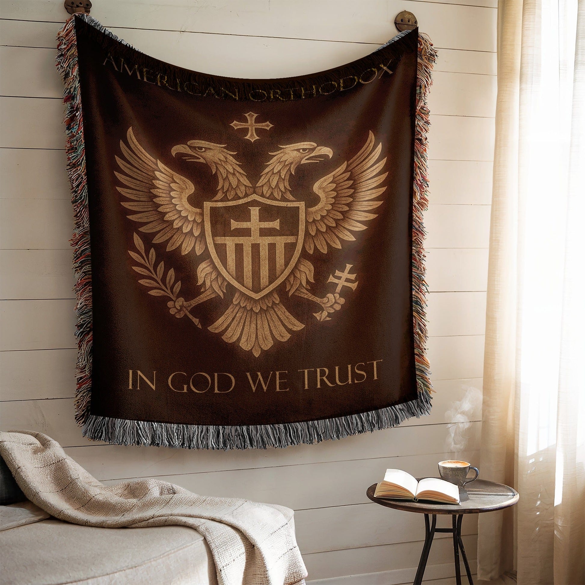 American Orthodox In God We Trust Throw Blanket