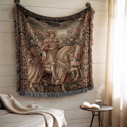 Medieval Knight on Horse Tapestry Wall Hanging Decor