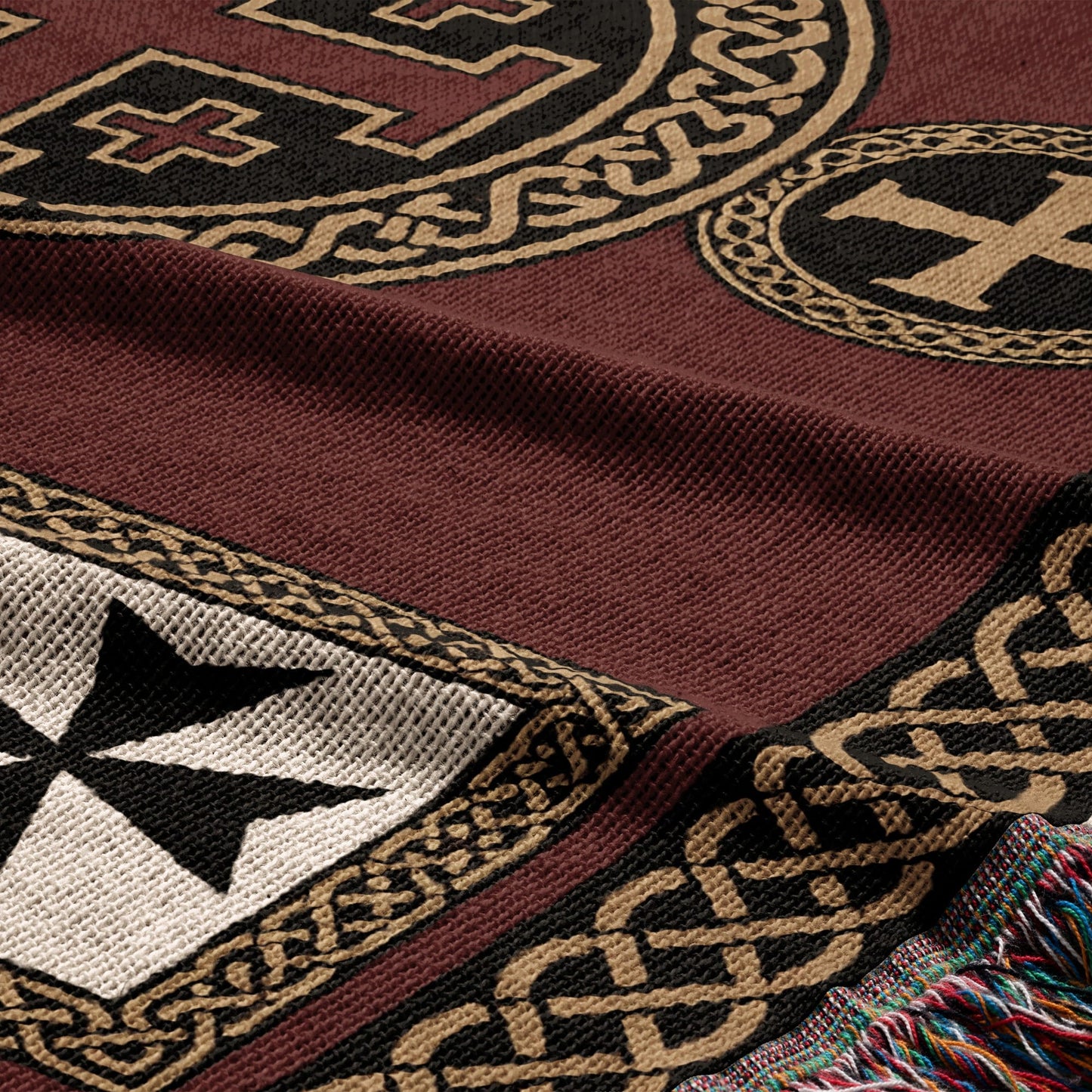 MyDesigns Military Orders Tapestry – Gold Jerusalem Cross Medallion Woven Blanket jacquard woven blanket