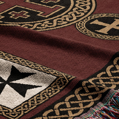 MyDesigns Military Orders Tapestry – Gold Jerusalem Cross Medallion Woven Blanket jacquard woven blanket